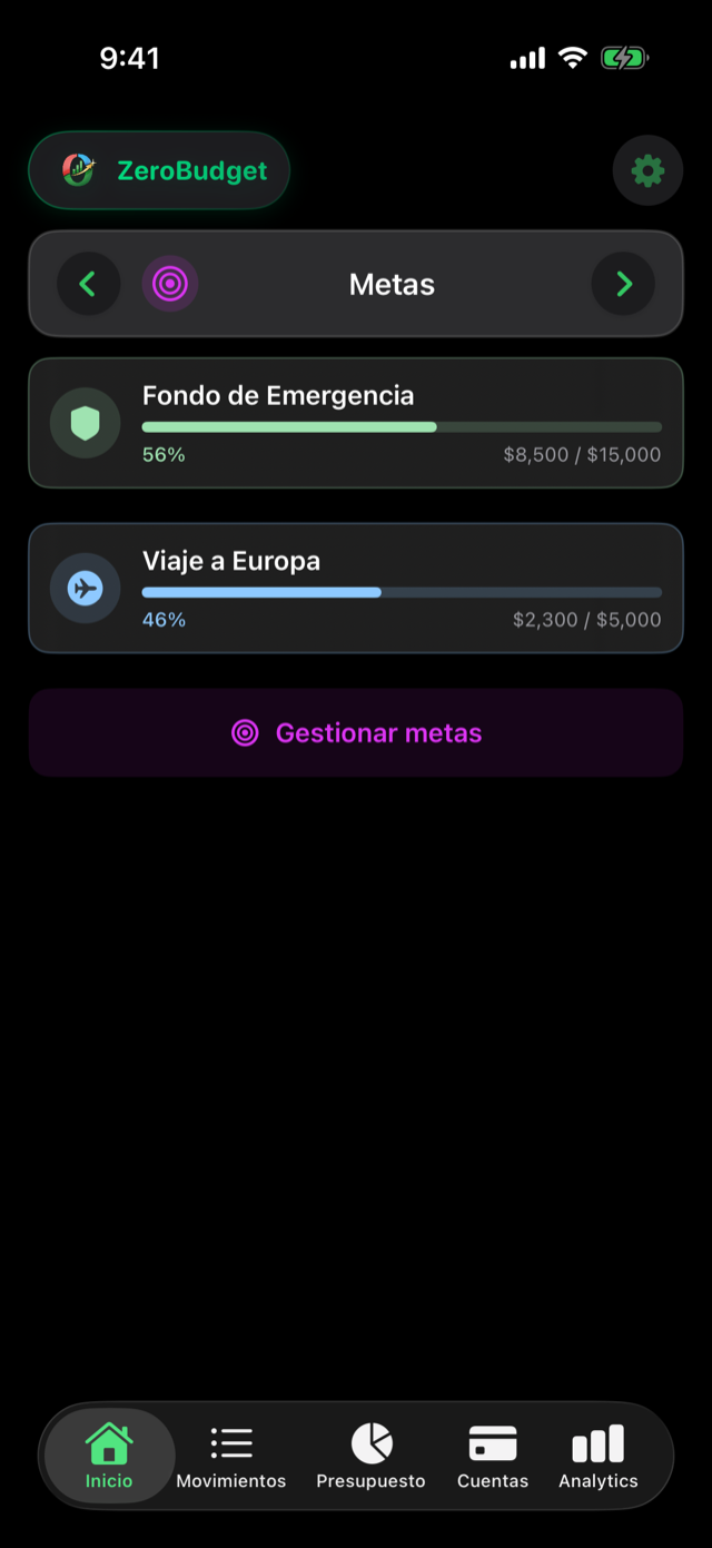 Metas de ahorro