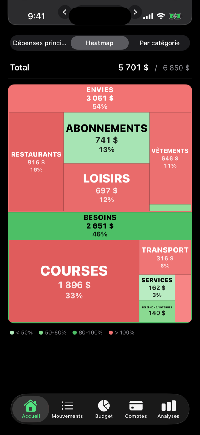 Heatmap des dépenses dans ZeroBudget