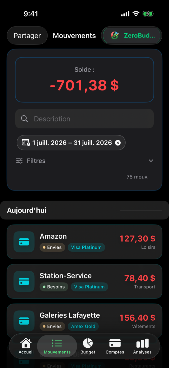Partage de mouvements dans ZeroBudget