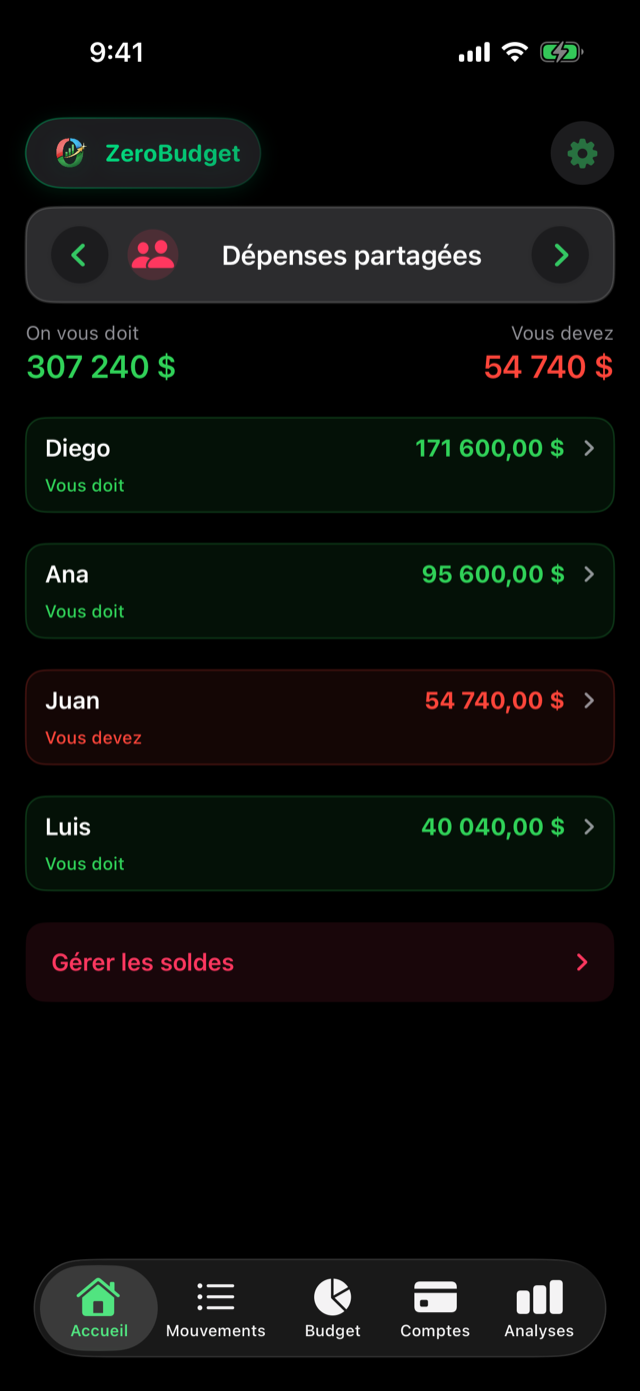 Diviser les dépenses dans ZeroBudget