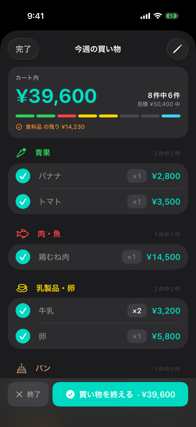 ZeroBudgetの買い物モード