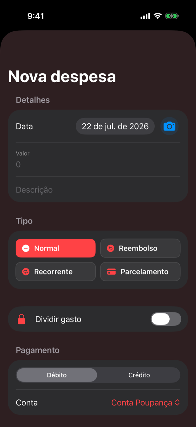 Registro de gastos no ZeroBudget